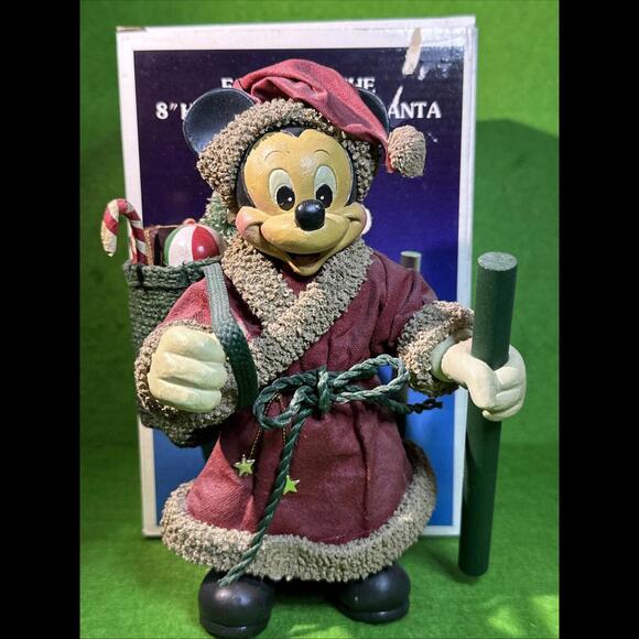 Vintage Kurt Adler Disney MICKEY MOUSE SANTA 8" Fabric Mache 1989 - Picture 1 of 9